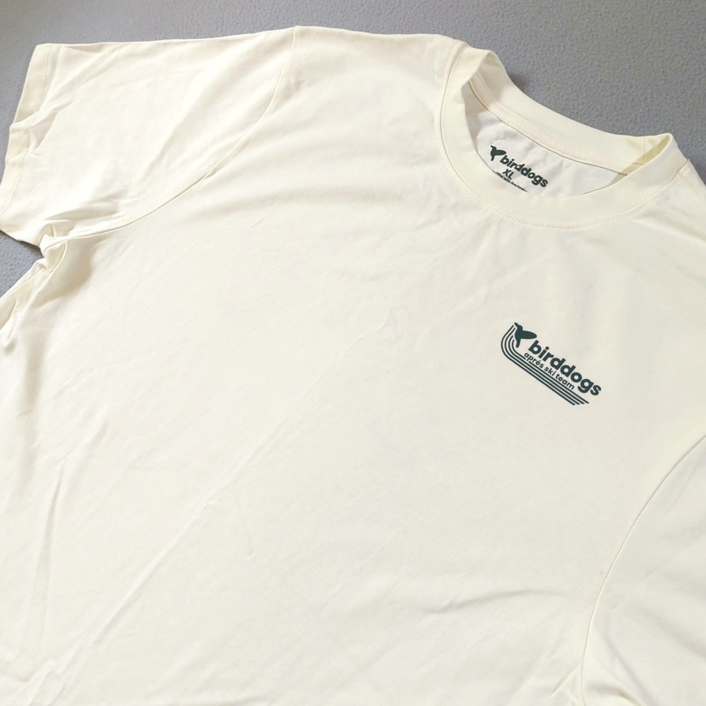 Birddogs Apres Ski Team Graphic T-Shirt Mens‎ XL Cream White Cotton Short Sleeve